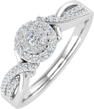 FINEROCK 1/4 Carat Round Diamond Engagement Ring in 10K Gold