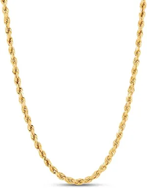FLAY DA JEWELER 18k Real Gold Plated 2mm / 2.5mm / 8mm Stainless Steel Mens Womens Necklace Twist Rope Chain, 16-36 inches