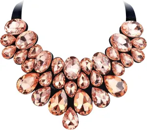 Flyonce Rhinestone Statement Necklace Chunky Choker Crystal Costume Jewelry for Women