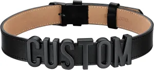 FOCALOOK Personalized Leather Choker Collar Necklace Thick Custom Initials Name Neck Costume Jewelry for Cosplay