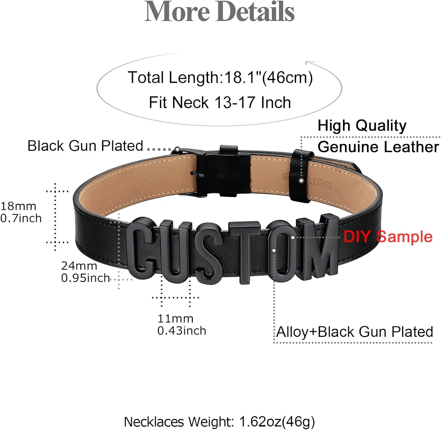 FOCALOOK Personalized Leather Choker Collar Necklace Thick Custom Initials Name Neck Costume Jewelry for Cosplay