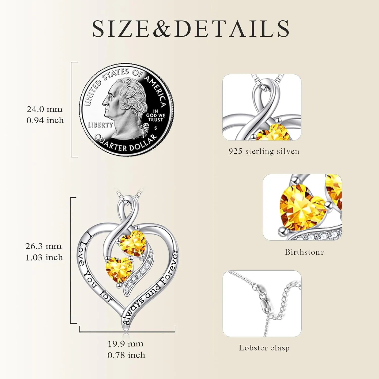 Forever Love Heart Birthstone Necklaces for Women 925 Sterling Silver Women Pendant Necklace, Mothers Day Birthday Anniversary Jewelry Gift for Woman Mother Mom Wife Her