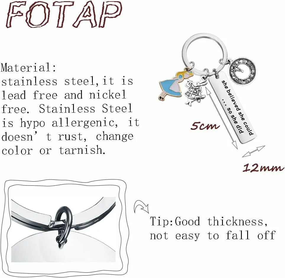 FOTAP Alice Bracelet She Believed She Could So She Did Inspirational Encouragement Bracelet Alice Fans Gifts Alice Gift