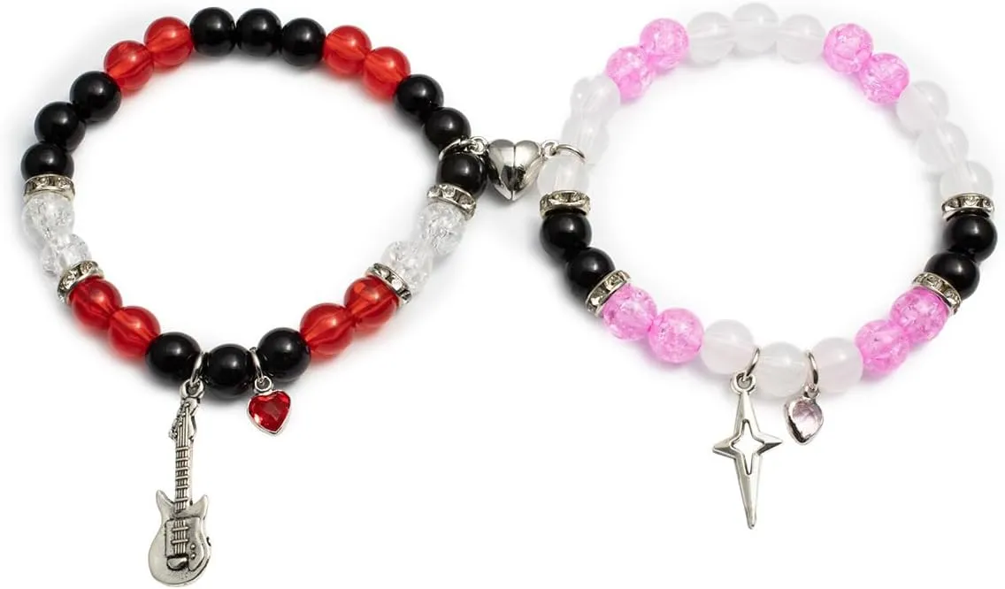 Friendship Matching Bracelet Y2K Guitar Star Charms Stretch Bracelet Relationship Promise BFF Gift