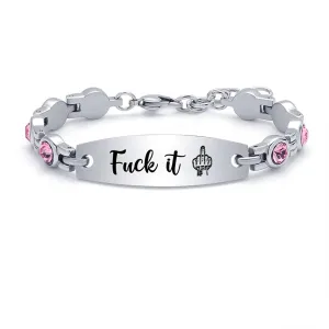Fuck It Circle Diamond Chain Bracelet,Inspirational bracelets for women,for Men Teen Girls Stainless Steel Jewelry Christmas Birthday Friendship Gifts for Her