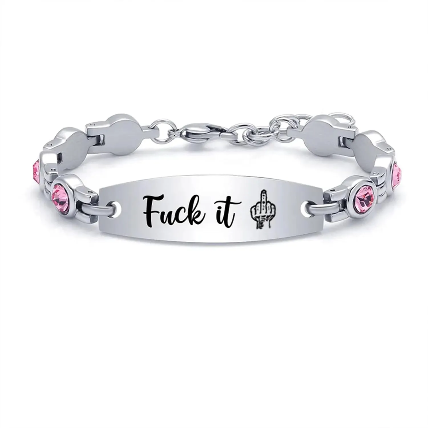 Fuck It Circle Diamond Chain Bracelet,Inspirational bracelets for women,for Men Teen Girls Stainless Steel Jewelry Christmas Birthday Friendship Gifts for Her