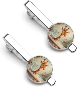 Funny Bathroom Giraffe Mens Tie Clips Pin Unique Tie Bars for Wedding Anniversary Holiday Gifts 5.5x2.2cm