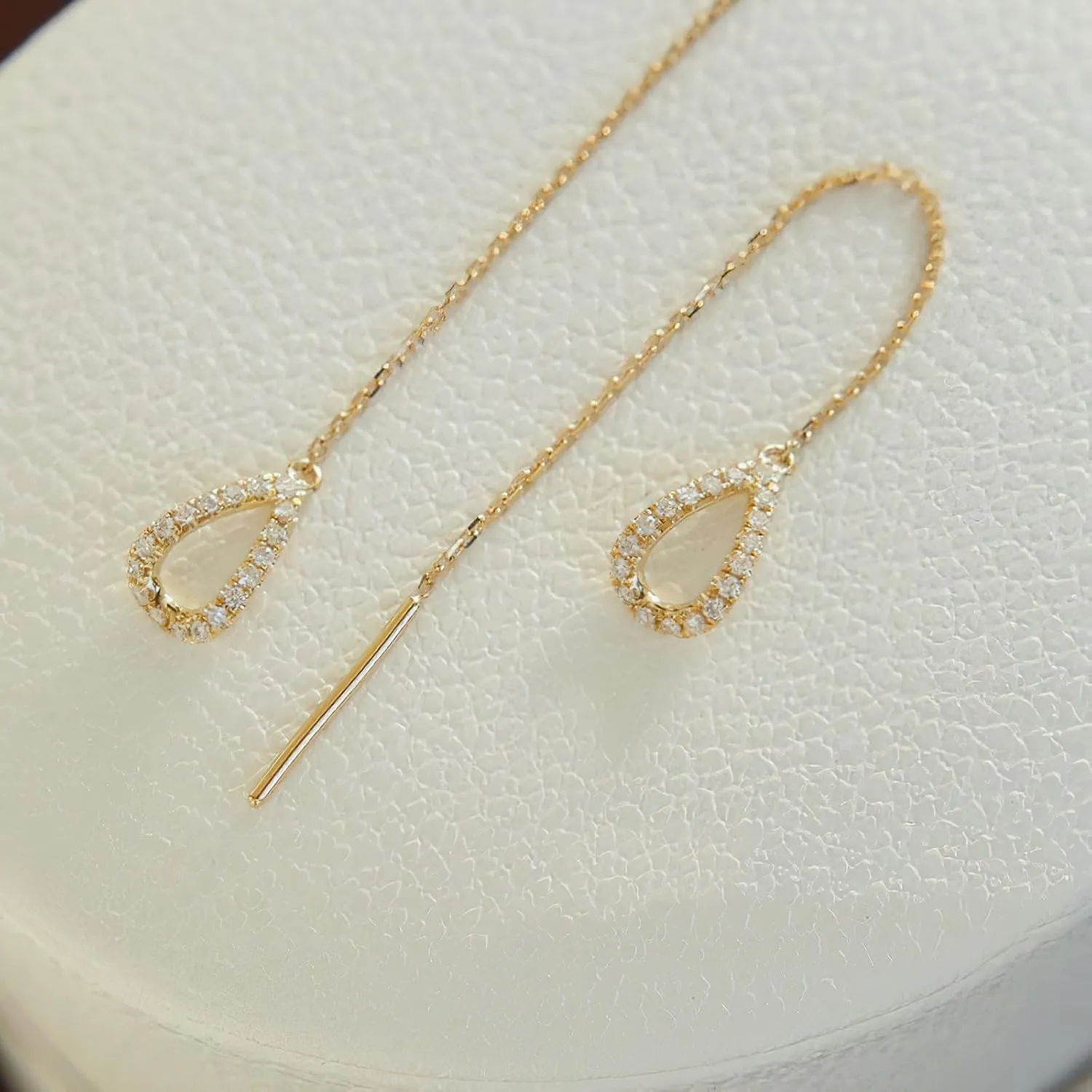 FUNYCEHN S925 Sterling Silver Threader Earrings for Women Dainty Long Chain Ear Line with Cubic Zirconia Elegant Dangle Tassel Earrings Heart Earring Wedding Jewelry Christmas Graduation Gifts for Her