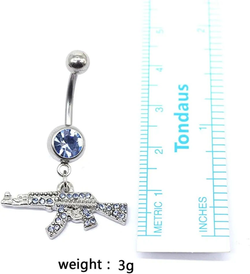 Fuqimanman2020 Fashion Rifle Gun Belly Button Ring for Women Men Dangle Nevel Ring Rifle Belly Button Nail Piercing Jewelry