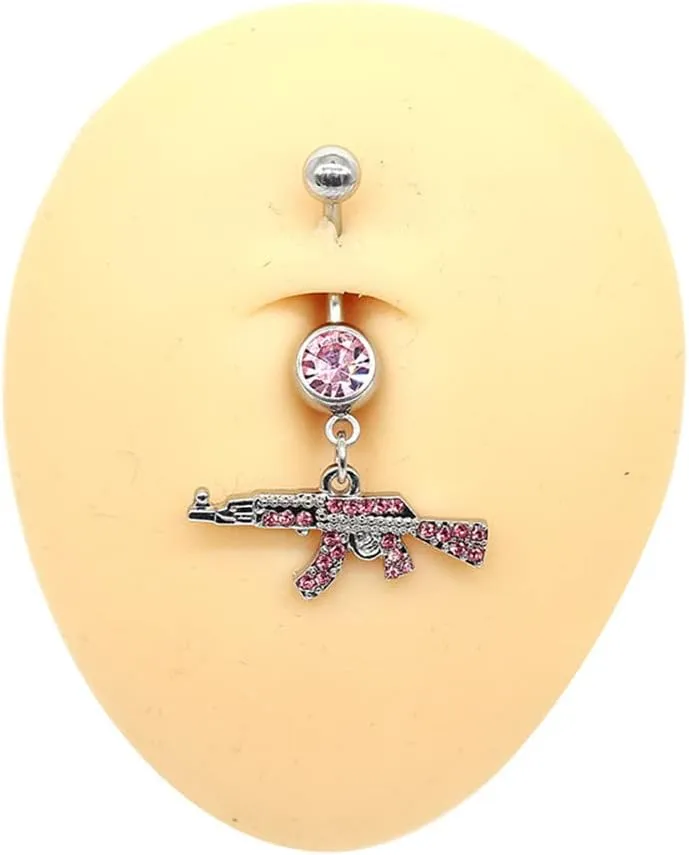 Fuqimanman2020 Fashion Rifle Gun Belly Button Ring for Women Men Dangle Nevel Ring Rifle Belly Button Nail Piercing Jewelry