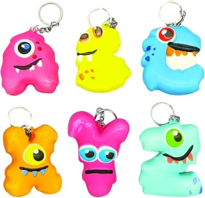 GEDDES Raymond Squishy Alpha Monster Keychain Buddies (Pack of 26) - Cute Alphabet Keychains for Backpacks and Zippers