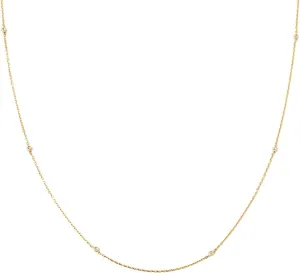 Gelin Diamond 14K Solid Gold Bezel Set Station Necklace for Women