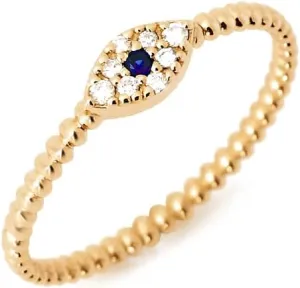 Gelin Diamond Sapphire Evil Eye Ring for Women | 14k Gold Stacking Rings for Women | Evil Eye Ring