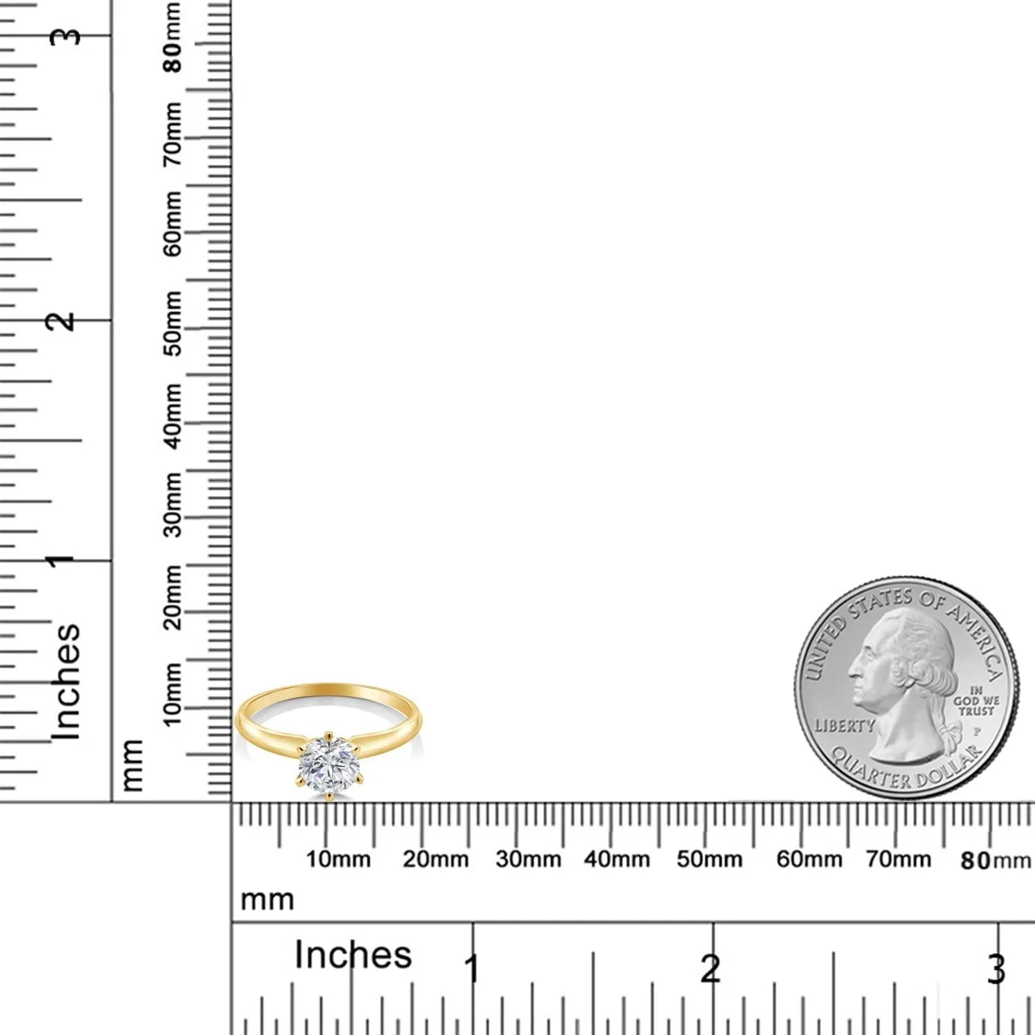 Gem Stone King 0.74 Cttw Round Lab Grown Diamond 14K Yellow Gold Solitaire Engagement Ring For Women | DEF Color | VVS-VS Clarity | Available In Size 5, 6, 7, 8, 9