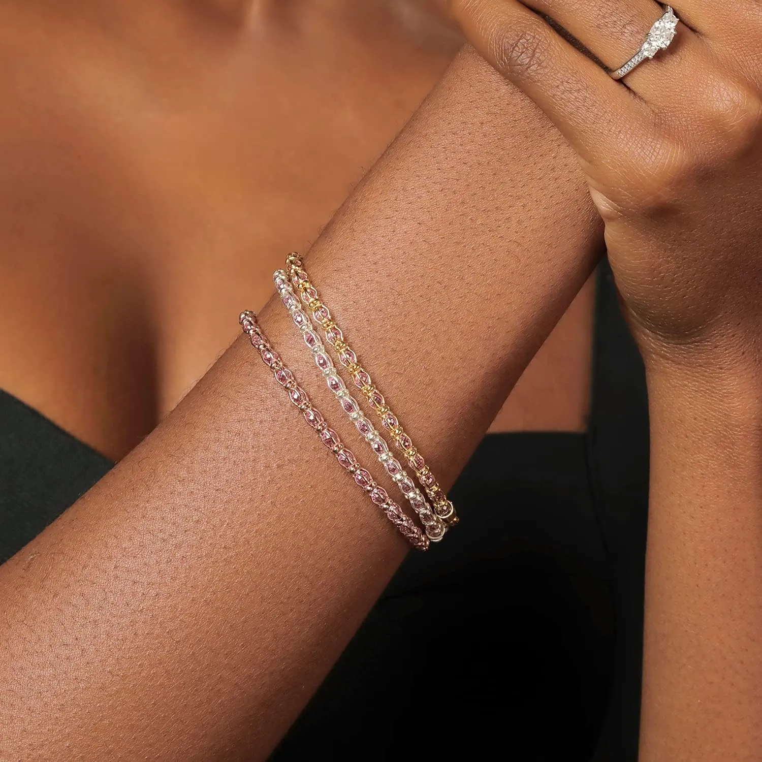 Gem Stone King 925 Sterling Silver Multi Faceted Crystal Beads Tennis Bracelet For Women (7 Inch, with Lobster Clasp, Made in Italy)