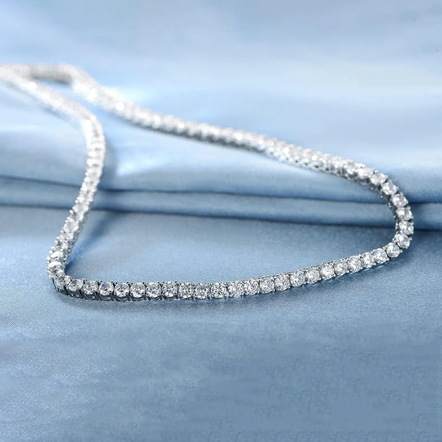 Gemsme 18K White/Yellow Gold Plated 3.0mm Round Cubic Zirconia Classic Tennis Necklace For Women 16-24 Inches