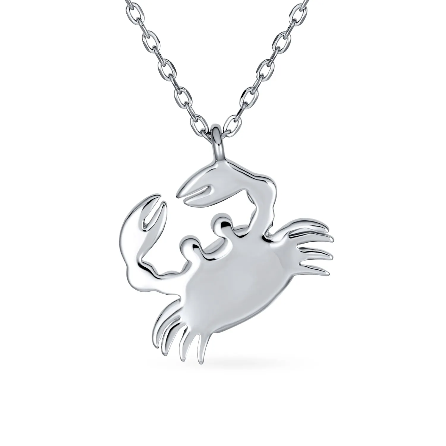 Gemstone Blue Opal Crab Pendant Necklace Sterling Silver October Birthstone