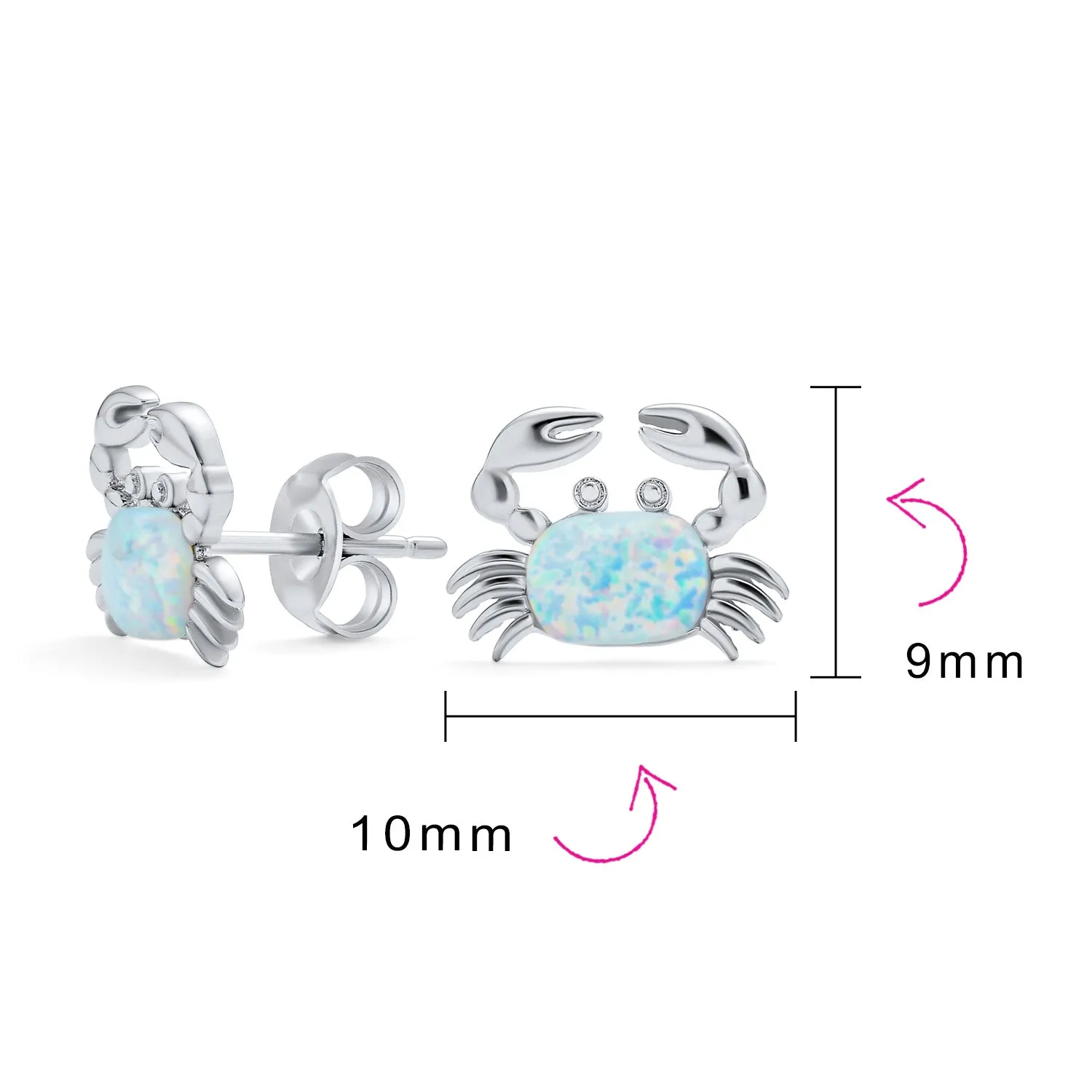 Gemstone Blue Opal Crab Pendant Necklace Sterling Silver October Birthstone
