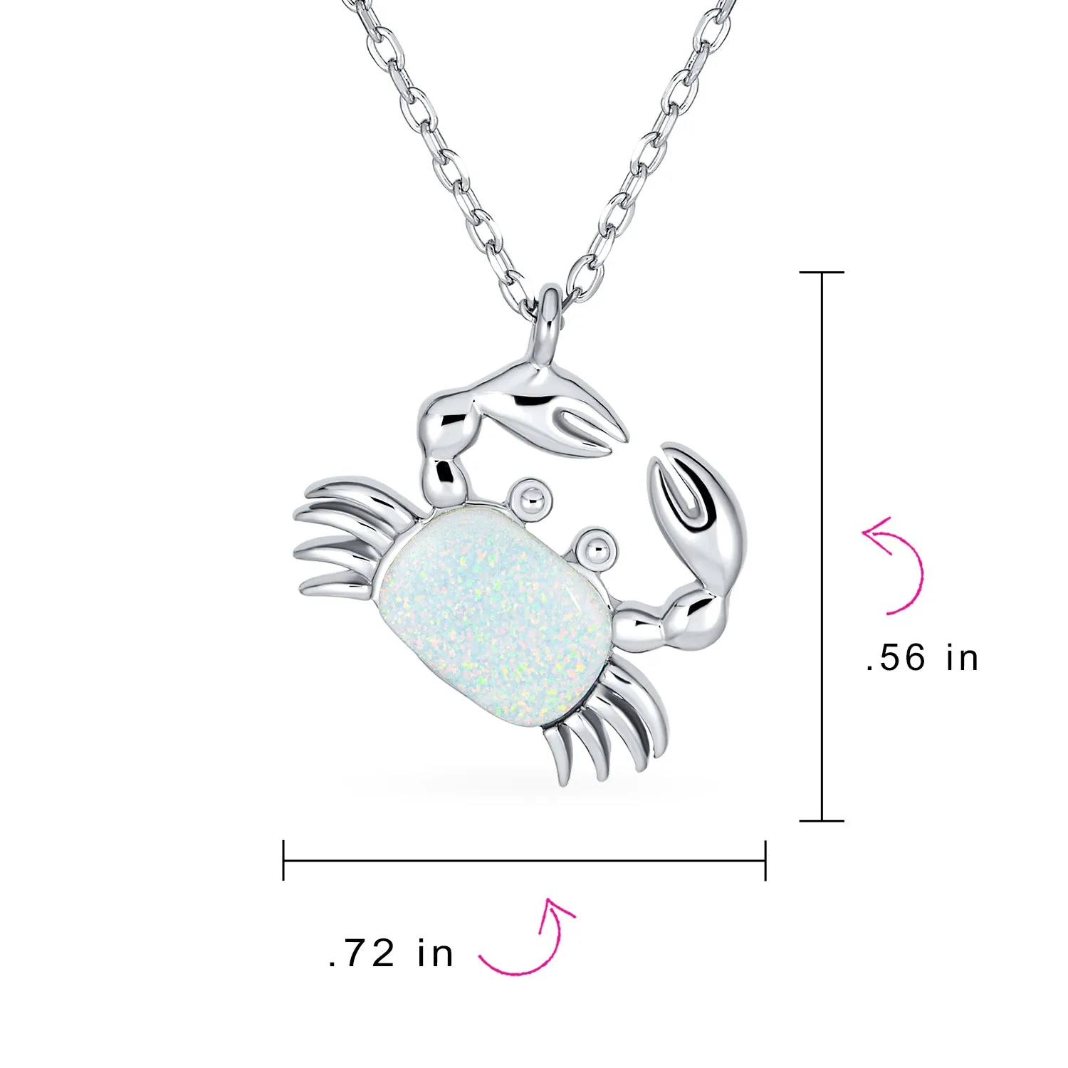 Gemstone Blue Opal Crab Pendant Necklace Sterling Silver October Birthstone