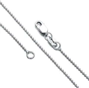 Genuine Sterling Silver Ball Chain Necklace 1mm 2mm Military Ball Bead Chain Necklace Minimalist 18K Gold Plated/Silver Chain for Women Girl Boy Men 16 18 20 22 Inch