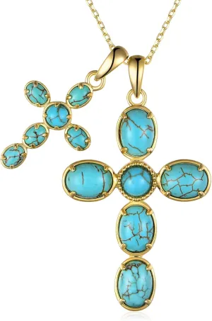 Genuine Turquoise Cross Necklace for Women Sterling Silver Turquoise Jewelry for Women Western Cross Jewelry