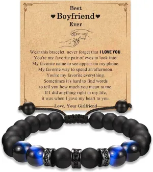 Gifts for Boyfriend, Beaded Bracelets Boyfriend Gifts for Him, Birthday Christmas Valentines Day Anniversary Easter Basket Stuffers Graduation Gifts Ideas for Him Men