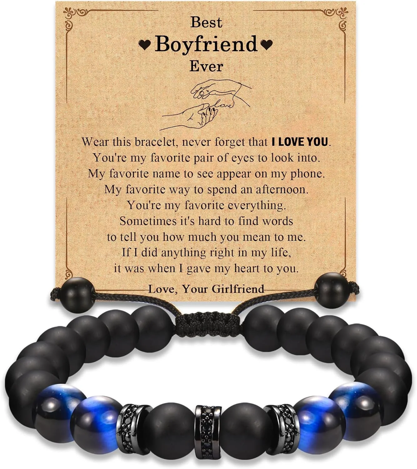 Gifts for Boyfriend, Beaded Bracelets Boyfriend Gifts for Him, Birthday Christmas Valentines Day Anniversary Easter Basket Stuffers Graduation Gifts Ideas for Him Men