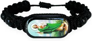 Gigi's Classy Kids Saint St Jude Black Adjustable Corded Wood Bracelet Men Women Pulsera San Judas Tadeo Religious Gift