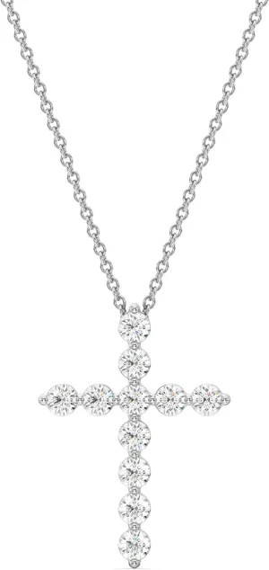 GILDED 1 ct. T.W. Lab Grown Diamond (SI1 Clarity, F Color) and Sterling Silver & 14KT Gold Plated Silver Cross Pendant with an 18 Inch Spring Ring Clasp Cable Chain