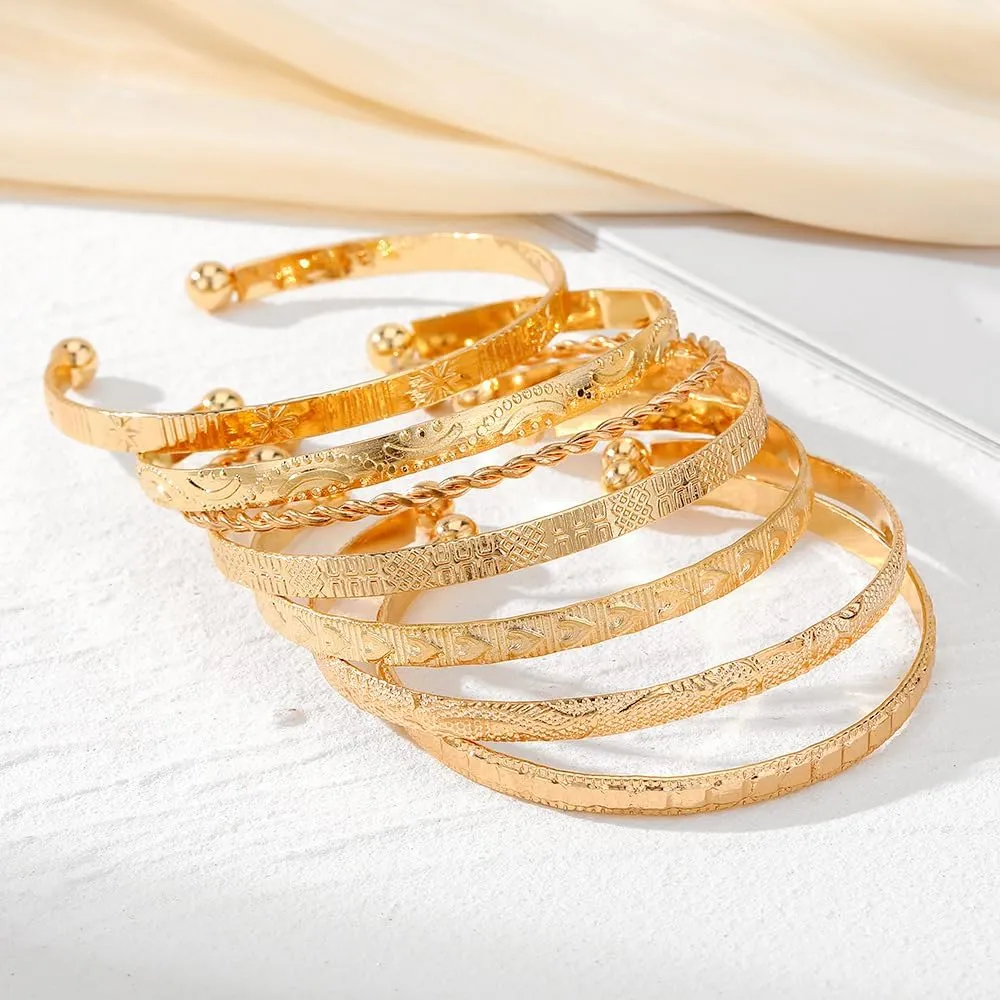 Gold Bracelet Stack for Women Girls Bangle Cuff Stackable Bracelets Trendy Jewelry Set Gold Silver Plated Adjustable Arm Cuff Bracelets Gift for Her