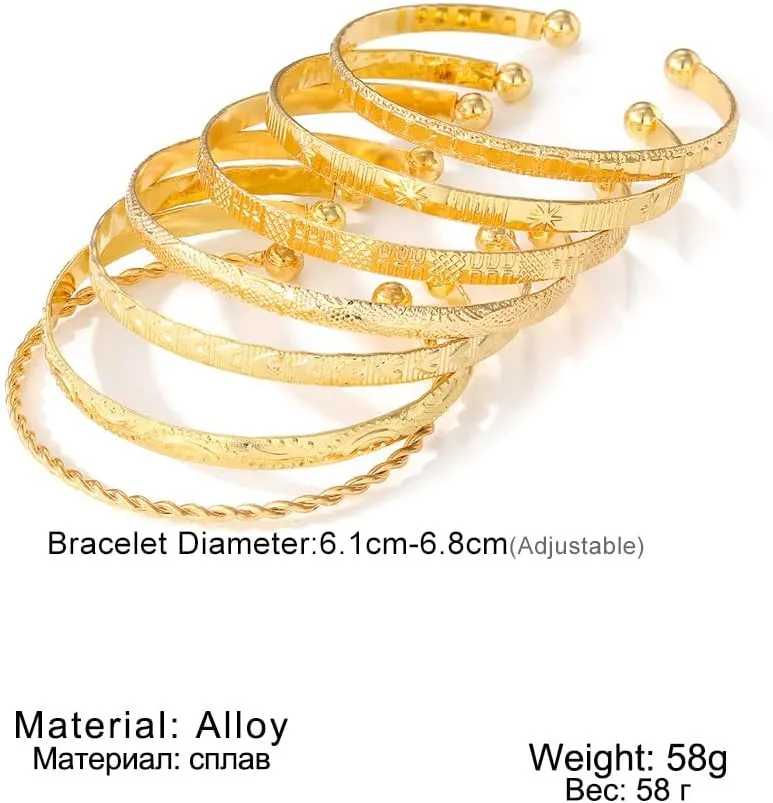 Gold Bracelet Stack for Women Girls Bangle Cuff Stackable Bracelets Trendy Jewelry Set Gold Silver Plated Adjustable Arm Cuff Bracelets Gift for Her