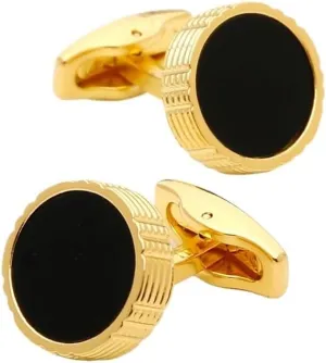 Gold Classic Black Cufflink French Men's Shirt Cufflinks for Father's Day, Business