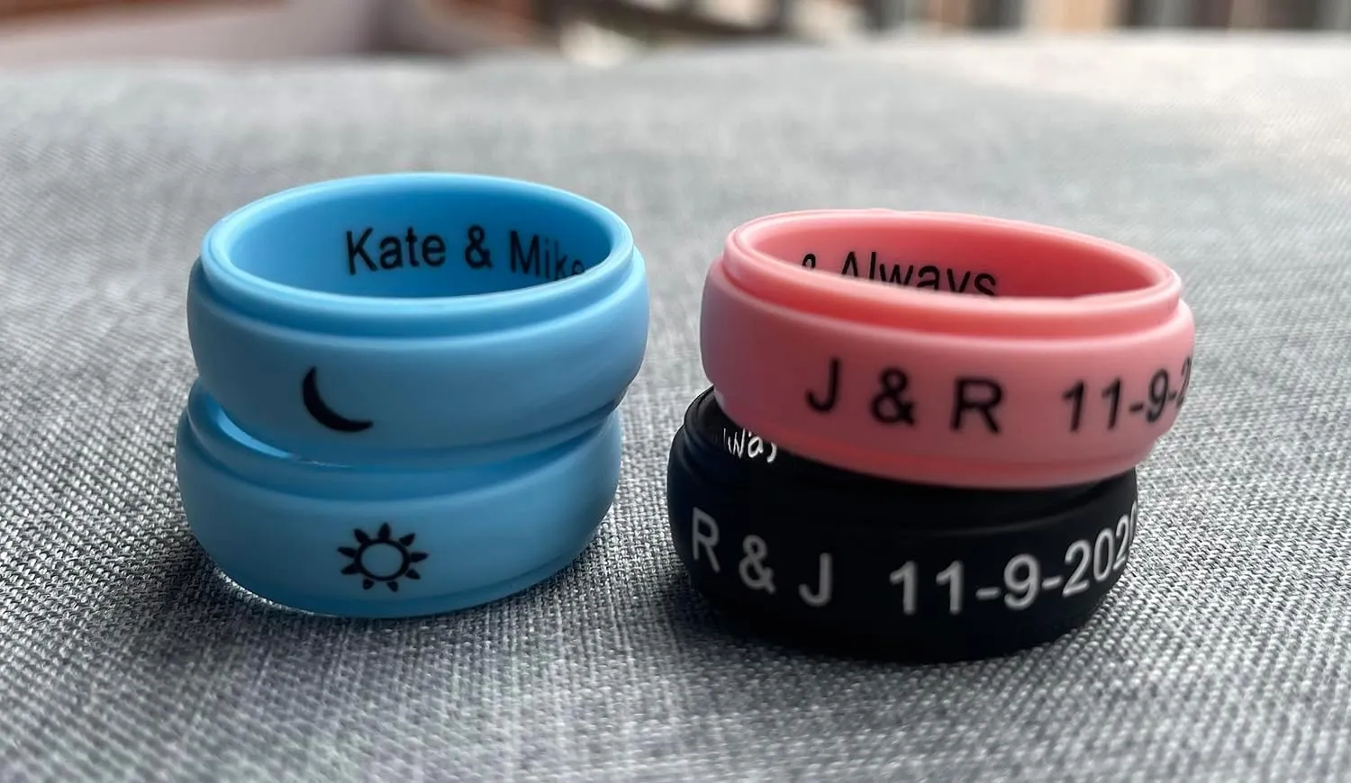 Gold Colorful Christian Free Engraved Motivational Silicone Rings I Love JESUS Engagement Rubber Rings Bible Verse Quote Jewelry, Size 6 to 14
