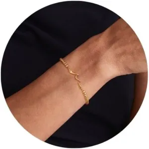 Gold Cross Bracelets for Women, 3mm Beaded Stackable Stretchy Adjustable Slider 14K Gold Plated Beads Bracelet for Womans, Trendy Adjustable Bead Ball Charm Dainty Elastic Bracelet Non Tarnish Gifts
