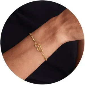 Gold Cross Bracelets for Women, 3mm Beaded Stackable Stretchy Adjustable Slider 14K Gold Plated Beads Bracelet for Womans, Trendy Adjustable Bead Ball Charm Dainty Elastic Bracelet Non Tarnish Gifts