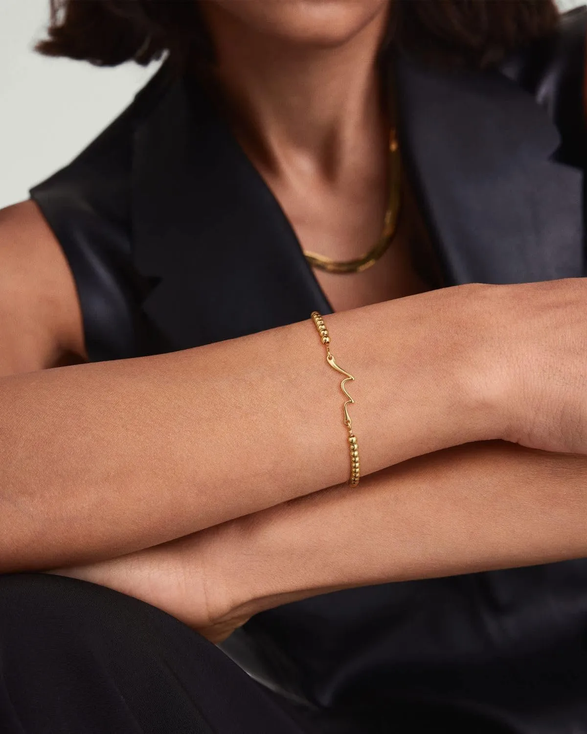 Gold Cross Bracelets for Women, 3mm Beaded Stackable Stretchy Adjustable Slider 14K Gold Plated Beads Bracelet for Womans, Trendy Adjustable Bead Ball Charm Dainty Elastic Bracelet Non Tarnish Gifts
