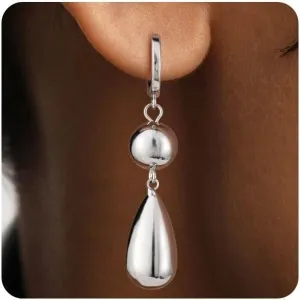 Gold Dangle Earrings for Women, Hypoallergenic & Non Tarnish, Trendy & Dainty 14k Gold Plated Teardrop Ear rings for Sensitive Ears, Shiny & Elegant Statement Jewelry for Everyday Wear