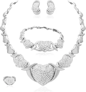 Gold Jewelry Sets for Woman 18k Gold Accessories,Bridal Jewelry Set for Wedding,Gold Accessories Jewelry Set Necklace Earrings and Bracelet Set Sweetheart Gifts