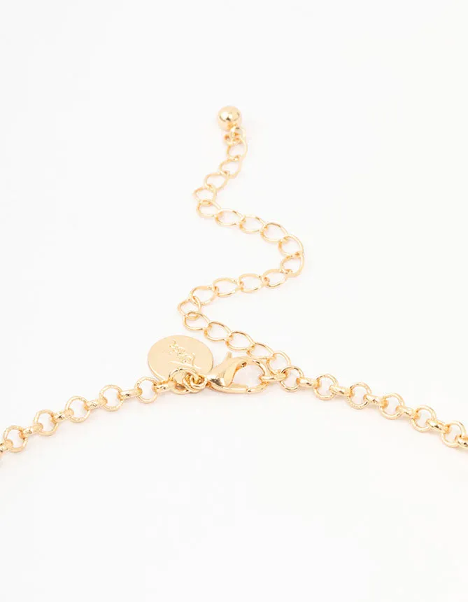 Gold Multiple Coins & Pearls Station Necklace