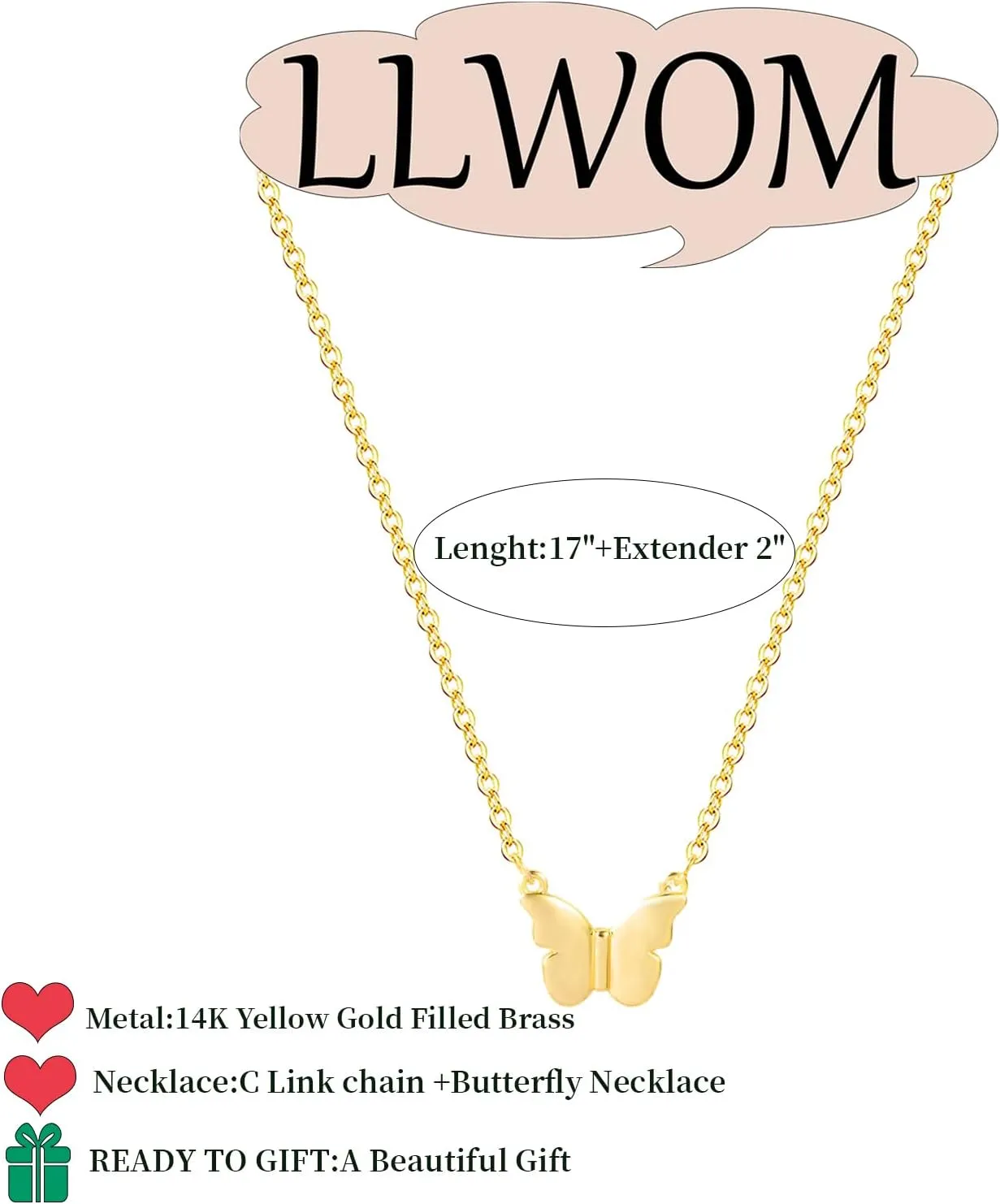 Gold Necklace for Women-14K Gold/Silver Plated Bee,Dragon,Horse,Teddy Bear,Elephant,Butterfly, Hummingbird, FishNecklace for Women Dainty Simple Jewelry for Women Gifts