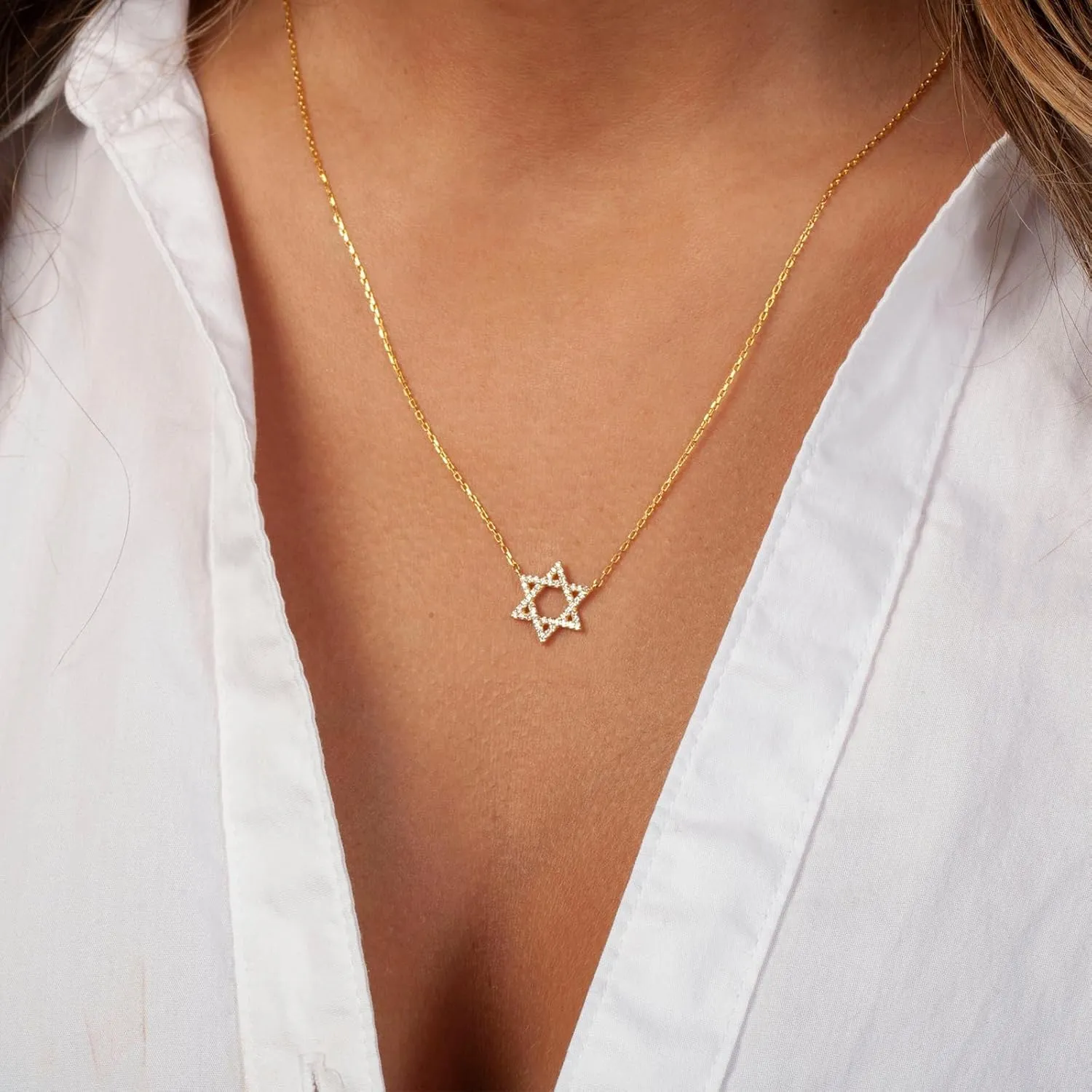 Gold Necklace for Women, Dainty 14k Gold Plated Necklace Hamsa Star of David Cross Evil Eye Italian Horn Shell Elephant Turtle Dragonfly Butterfly Necklace for Women