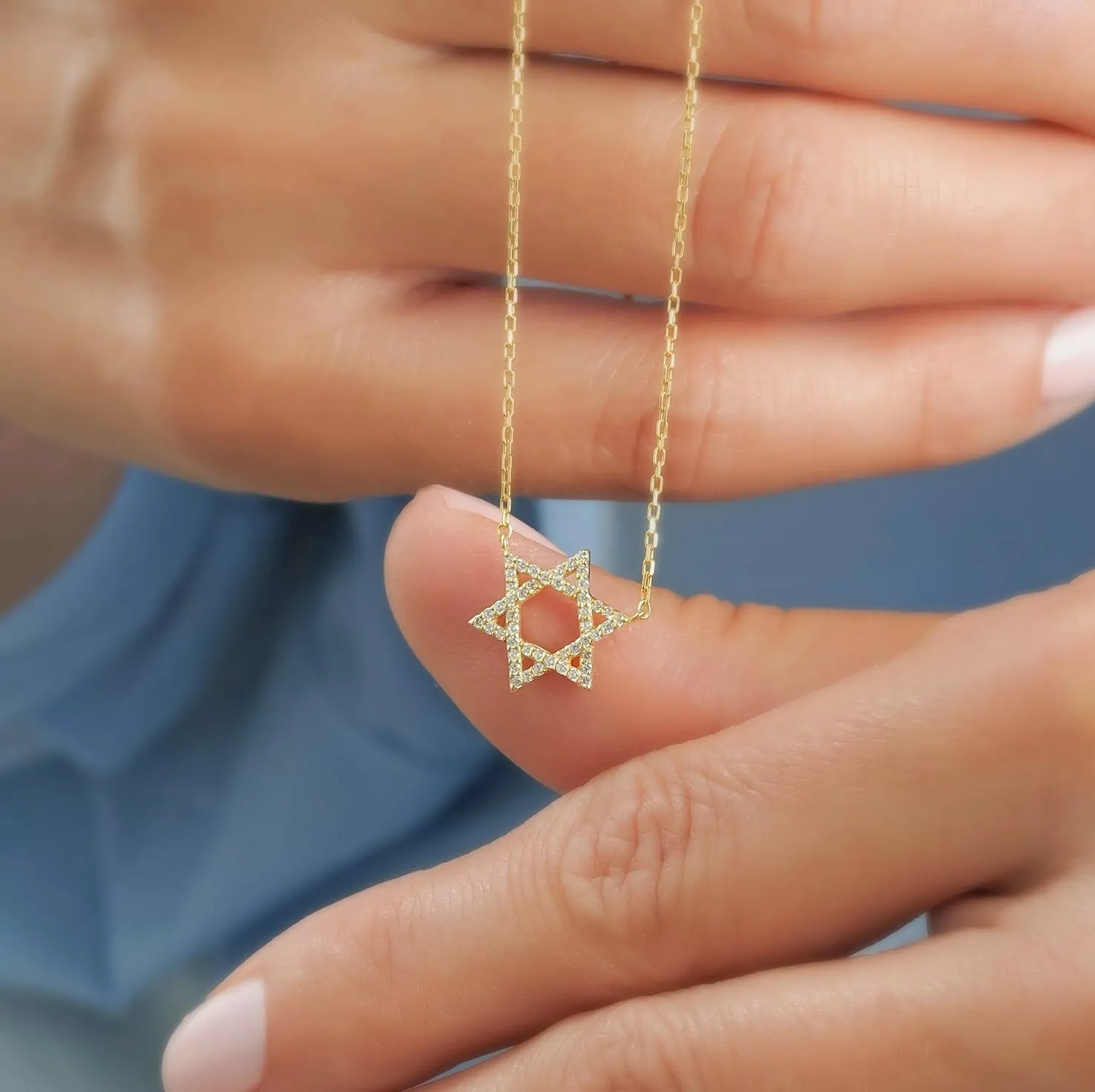 Gold Necklace for Women, Dainty 14k Gold Plated Necklace Hamsa Star of David Cross Evil Eye Italian Horn Shell Elephant Turtle Dragonfly Butterfly Necklace for Women