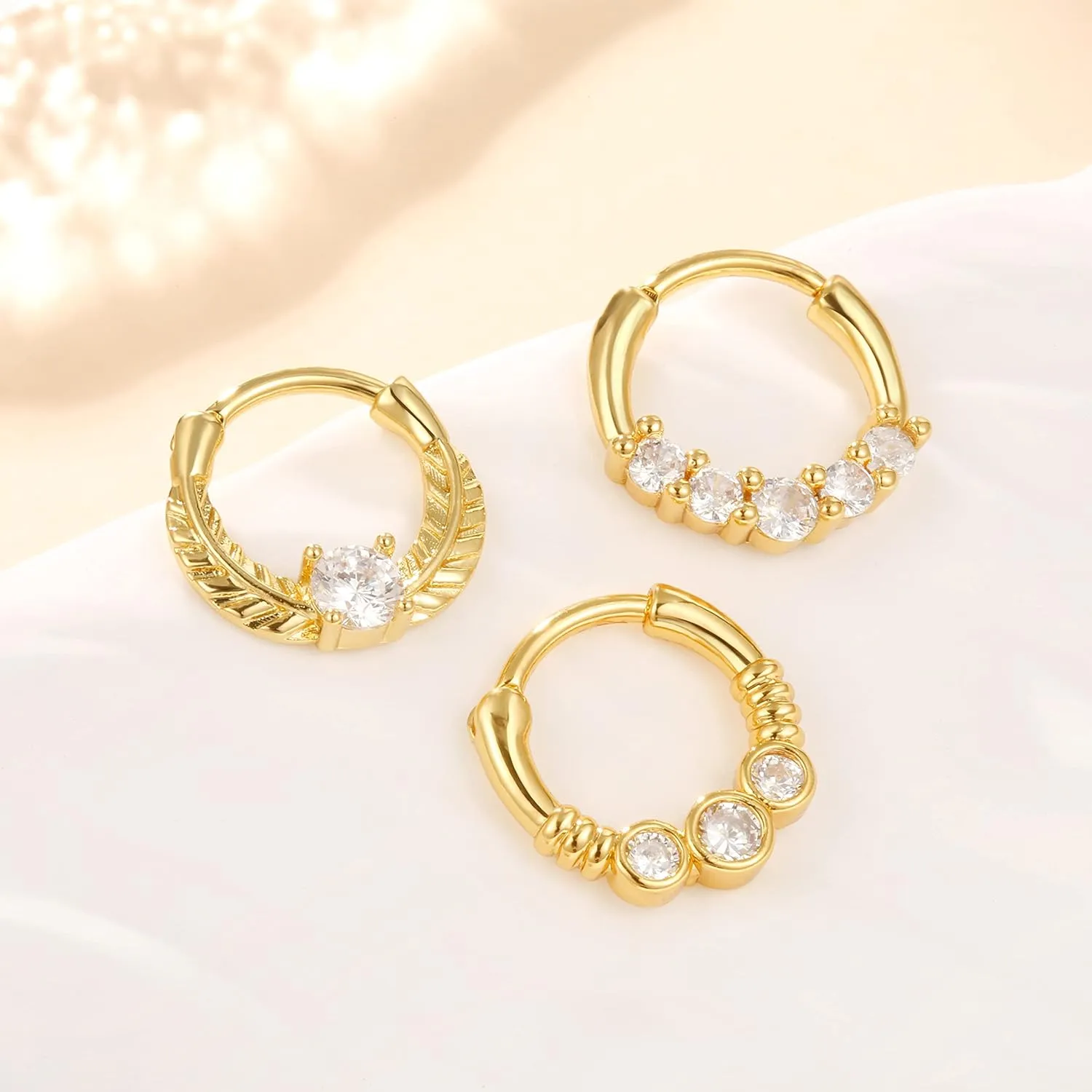 Gold Septum Ring 16g - Cute Nose Rings for Septum and Daith Piercing - Clicker Jewelry