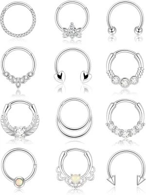 Gold Septum Ring 16g - Cute Nose Rings for Septum and Daith Piercing - Clicker Jewelry