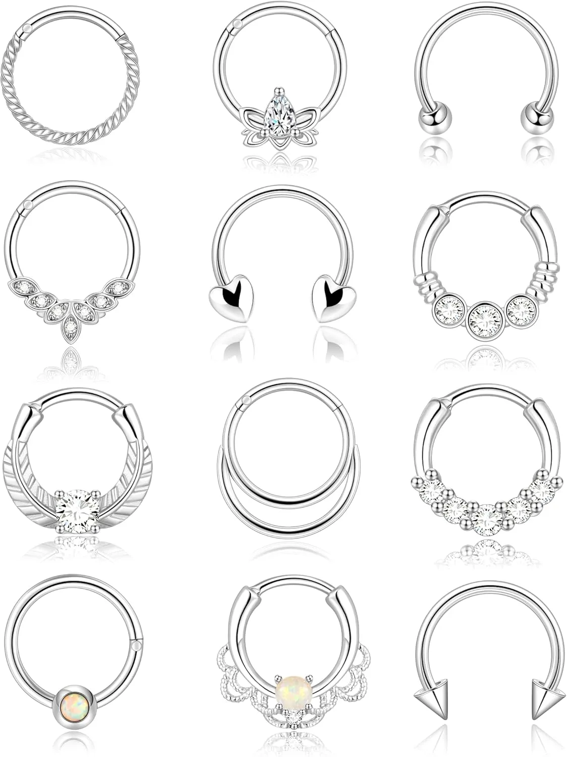 Gold Septum Ring 16g - Cute Nose Rings for Septum and Daith Piercing - Clicker Jewelry