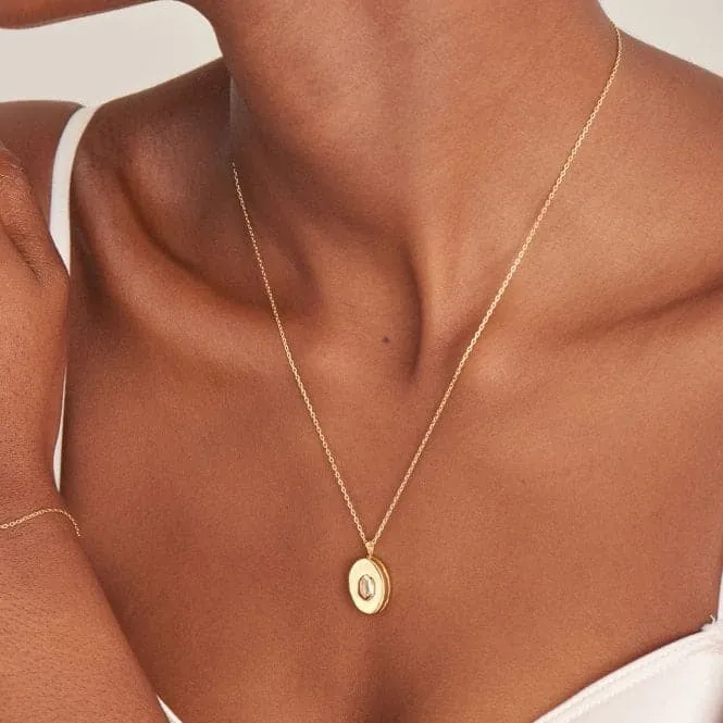 Gold Sparkle Locket Pendant Necklace N041-04G-W