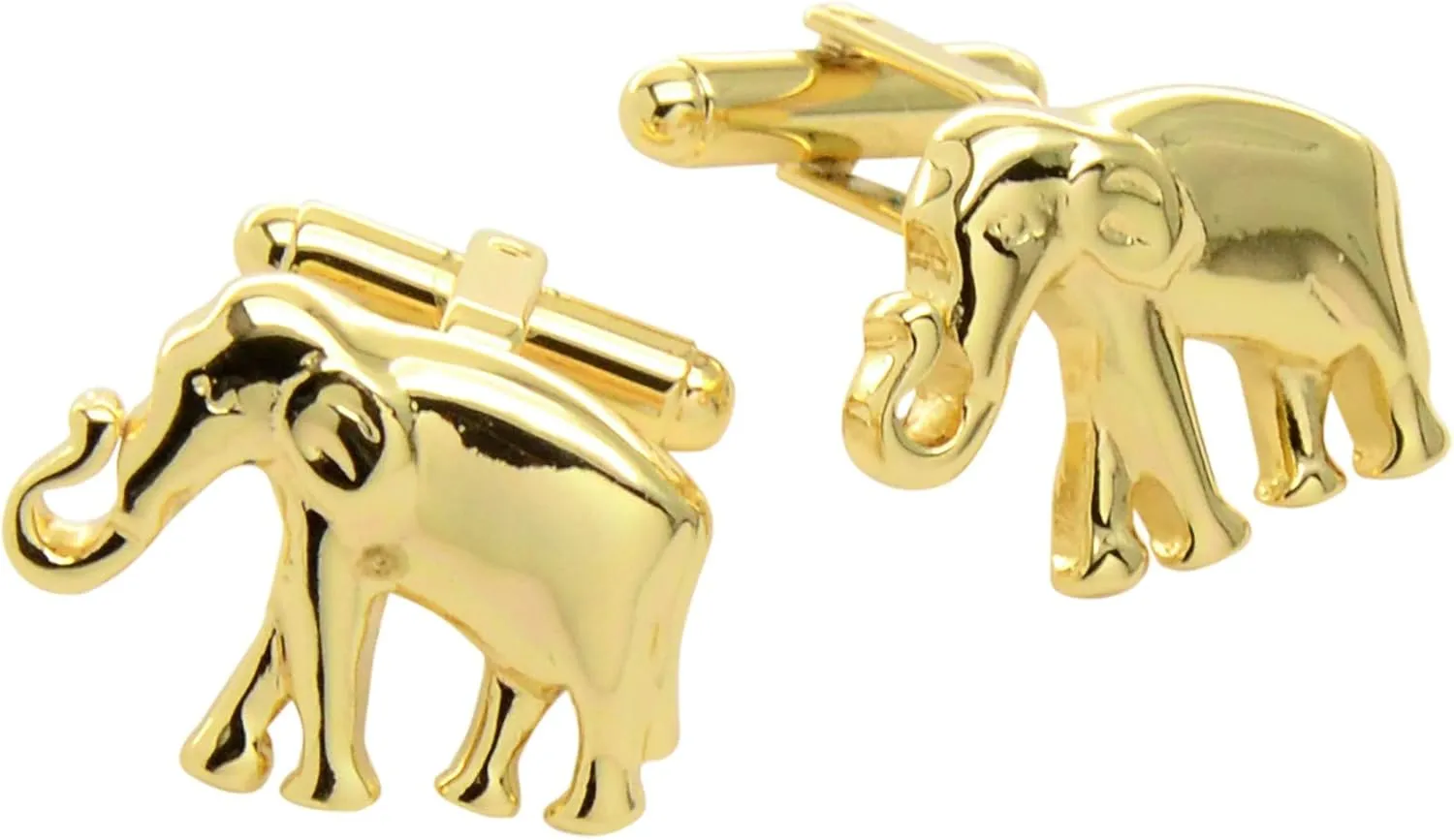 Gold-Tone Men's Cuff Links Elephant Shaped CuffLinks