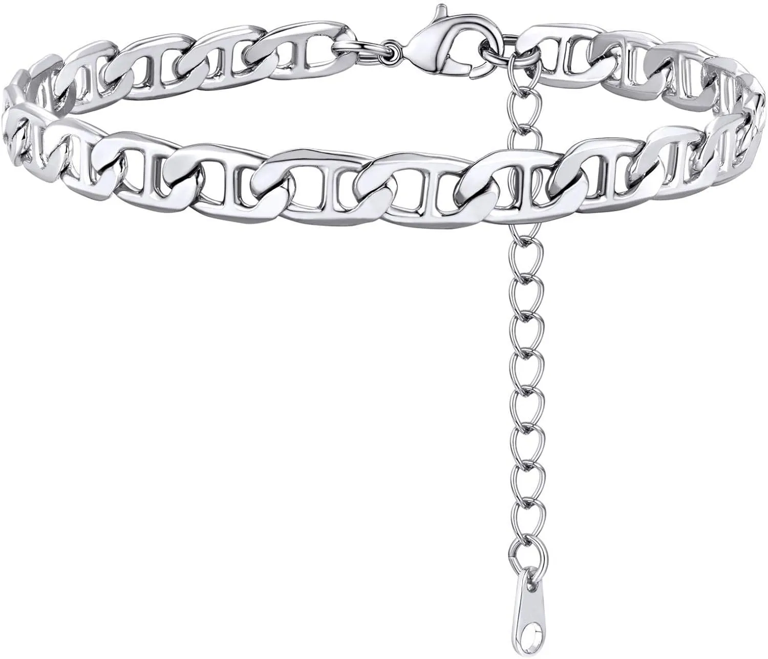 GoldChic Adjustbale Link Chain Anklet for Women Summer Jewelry, 316L Stainless Steel Figaro/Wheat/Twist Rope/Cuban Foot Bracelet-Waterproof, Resizable 9"-12" (Gift Box Included)