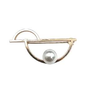 Golden Color Single Pearl Brooch