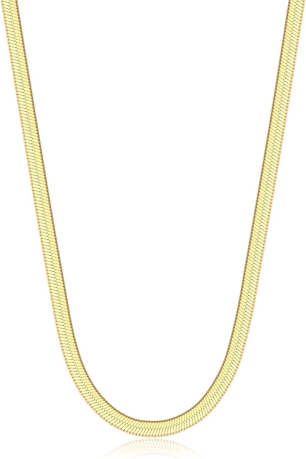 Golden Herringbone Necklace 14K Gold-Plated Stainless Steel Chain, Durable, Tarnish-Resistant, Elegant Design